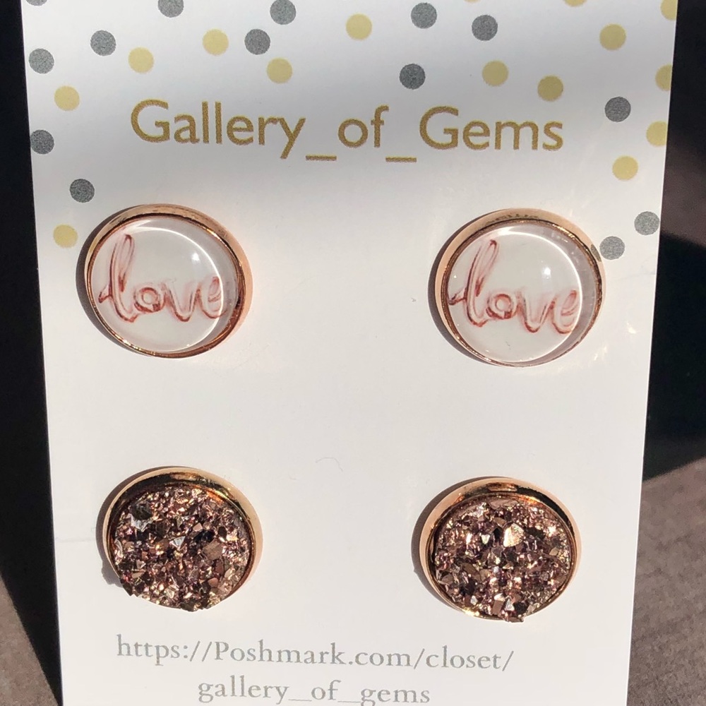 *Last 1* Love Rose Gold Druzy Earring Set! - Picture 5 of 7